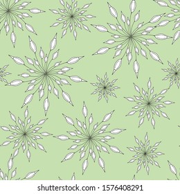 Seamless textile pattern on a green background. Vector floral ornament for fabric, tile and paper.
