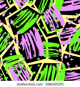 Seamless textile pattern print .Fashion trendy expressive hand drawn ink strokes.Perfect funky vector background for apparel,wrapping, decoration
