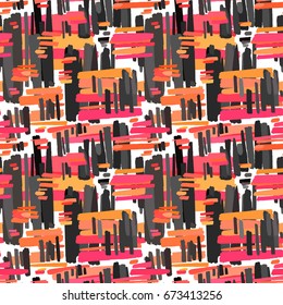 Seamless textile  pattern print .Fashion trendy expressive hand drawn ink strokes.Perfect funky vector background for textile,wrapping, decoration
