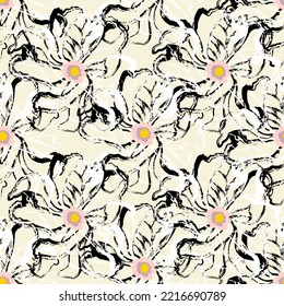 Seamless textile of retro pattern.
Floral wallpaper as fashion print.