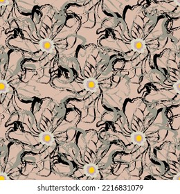 Seamless textile of retro pattern.
Floral wallpaper as fashion print.