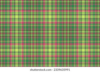 Seamless textile vector of background tartan check with a plaid pattern fabric texture in green and lime colors.