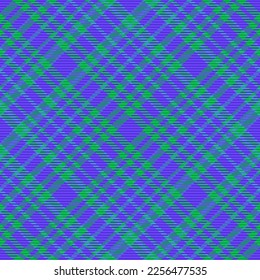 Seamless textile vector. Plaid fabric background. Check texture tartan pattern in green and blue colors.