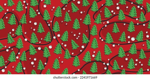 Nahtlos für Textilien oder Geschenkverpackungen, Tapeten und andere Muster. Druck auf Kissen, Textilien, Verpackungen, Notebooks. Weihnachtsbaummuster