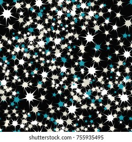 Seamless texture of 5 colors. Brilliant ten-ray stars. Applicable in 3D graphics, games, wallpaper, textiles and design.