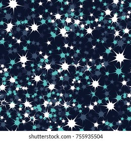 Seamless texture of 5 colors. Brilliant ten-ray stars. Applicable in 3D graphics, games, wallpaper, textiles and design.
