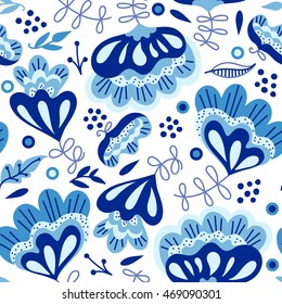 Seamless texture with abstract blue flowers. Can be used for wallpaper, pattern fills, web page background, surface textures