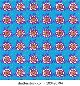 Seamless texture of abstract decorative flowers on a blue background / Floral blue pattern