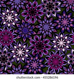 Seamless texture of abstract flowers. Can be used as print on fabric, wallpaper, paper goods, surface texture or background            