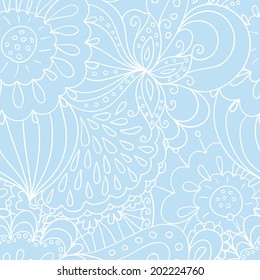 Seamless texture with abstract flowers. Endless background. Ethnic seamless pattern.  Summer template. (vector)