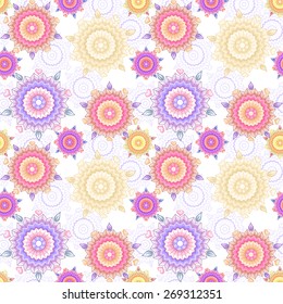 Seamless texture of abstract flowers. Vector illustration.