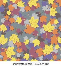 Seamless texture, abstract illustration of maple leaves