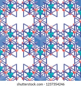 Seamless texture with abstract mazes. Cubes and rectangles are interconnected. 3D. Vector illustration.