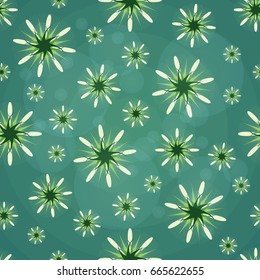 Seamless texture. Abstract pattern with green figures. Abstract green flowers. Taxtile pattern.