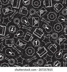 Seamless texture with abstract pattern on business. Seamless texture in a flat design with a pattern of icons. 