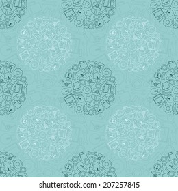 Seamless texture with abstract pattern on business. Seamless texture in a flat design with a pattern of icons. 