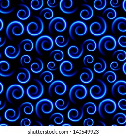 Seamless texture of abstract Red Swirls. Illustration on black