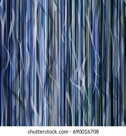 Seamless texture. Abstract vector background. Blue striped pattern with vertical lines and curved stripes