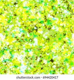 Seamless texture. Abstract vector background. Yellow, white and green colors. Marble pattern for fabric, wrapping, home decor. Grunge splatter template