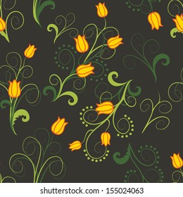 seamless texture with abstract yellow flowers