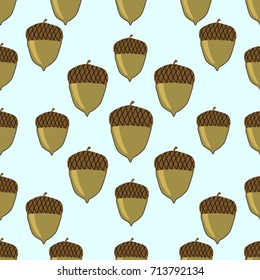 Seamless texture. Acorns on a blue background