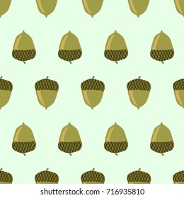 Seamless texture. Acorns on a blue background