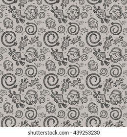 seamless texture African Injun folk style pattern gray and black