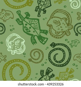 seamless texture African Injun folk style multicolored pattern