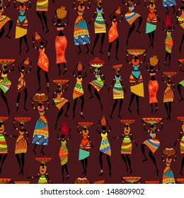 Seamless texture with African women
