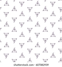 Seamless texture with all seeing eye pyramid symbol. Triangle with eye. Pattern. Original modern background for your design.