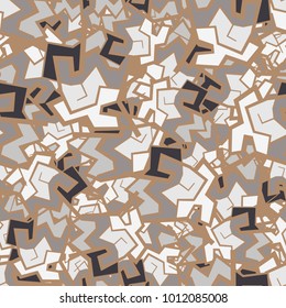 Seamless texture. Angular abstract figures, chaotically scattered over the background. Applicable for hunting, tourist, fishing clothes and ammunition, design, backgrounds, wall-papers.