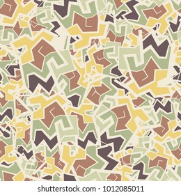 Seamless texture. Angular abstract figures, chaotically scattered over the background. Applicable for hunting, tourist, fishing clothes and ammunition, design, backgrounds, wall-papers.