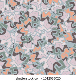 Seamless texture. Angular abstract figures, chaotically scattered over the background. Applicable for hunting, tourist, fishing clothes and ammunition, design, backgrounds, wall-papers.