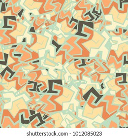 Seamless texture. Angular abstract figures, chaotically scattered over the background. Applicable for hunting, tourist, fishing clothes and ammunition, design, backgrounds, wall-papers.
