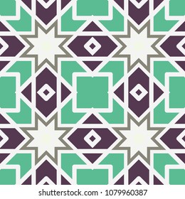 Seamless texture with arabic geometric ornament. Vector mosaic pattern