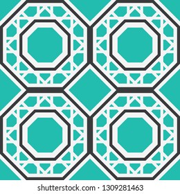 Seamless texture with arabic geometric ornament. Vector mosaic pattern