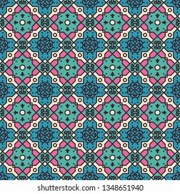 Seamless texture with arabic geometric ornament. Vector oriental colorful classic pattern