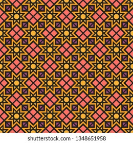 Seamless texture with arabic geometric ornament. Vector oriental mosaic pattern