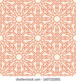 Seamless texture with arabic geometric ornament. Vector mosaic linear pattern