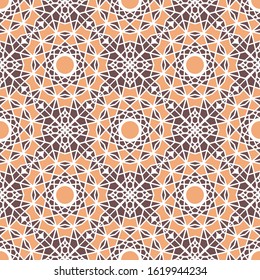 Seamless texture with arabic geometric ornament. Vector asian mosaic pattern with alternating decorative elements