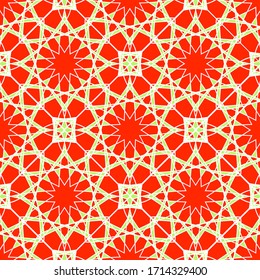 Seamless texture with arabic geometric ornament. Vector asian mosaic pattern with alternating decorative elements