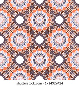 Seamless texture with arabic geometric ornament. Vector asian mosaic pattern with alternating decorative elements