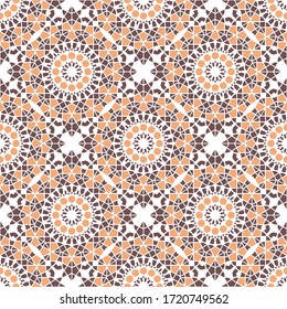 Seamless texture with arabic geometric ornament. Vector asian mosaic pattern with alternating decorative elements