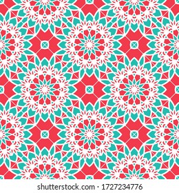 Seamless texture with arabic geometric ornament. Vector asian mosaic pattern with alternating decorative elements