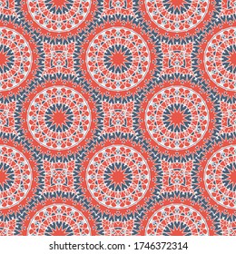 Seamless texture with arabic geometric ornament. Vector asian mosaic pattern with alternating decorative elements