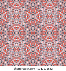 Seamless texture with arabic geometric ornament. Vector asian mosaic pattern with alternating decorative elements