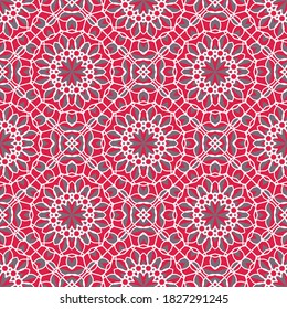 Seamless texture with arabic geometric ornament. Vector asian mosaic pattern with alternating decorative elements. Abstract design for textile and cloth