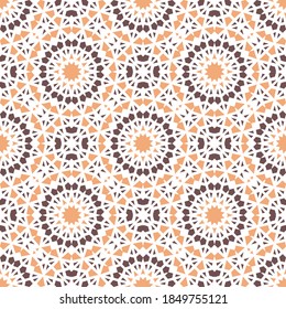 Seamless texture with arabic geometric ornament. Vector asian mosaic pattern with alternating decorative elements. Abstract design for textile and cloth