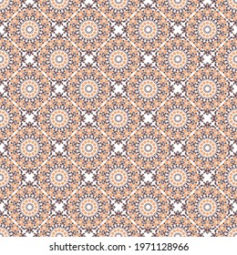Seamless texture with arabic geometric ornament. Vector asian mosaic pattern with alternating decorative elements