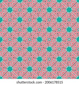 Seamless texture with arabic geometric ornament. Vector asian mosaic pattern with alternating decorative elements